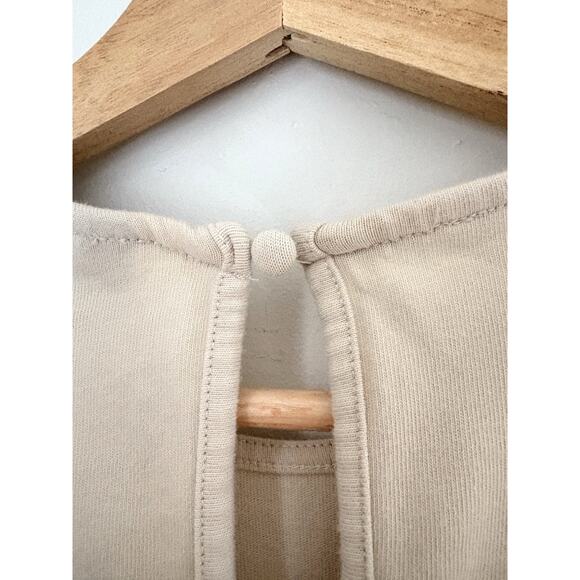 WHO WHAT WEAR Cotton Cream Midi Dress Puff Sleeves Minimal Cottagecore Modest L - Picture 6 of 9